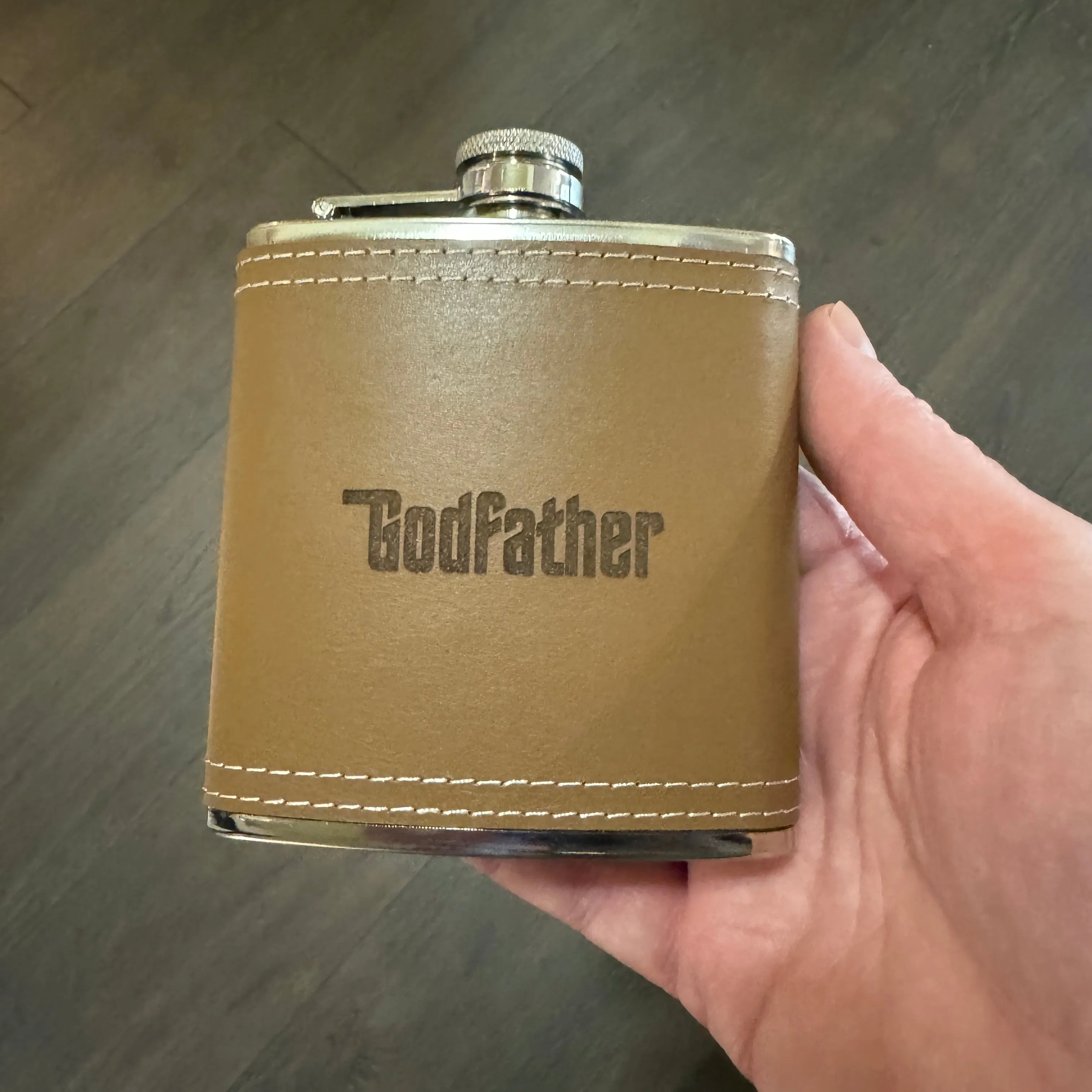 6oz Godfather Leather flask