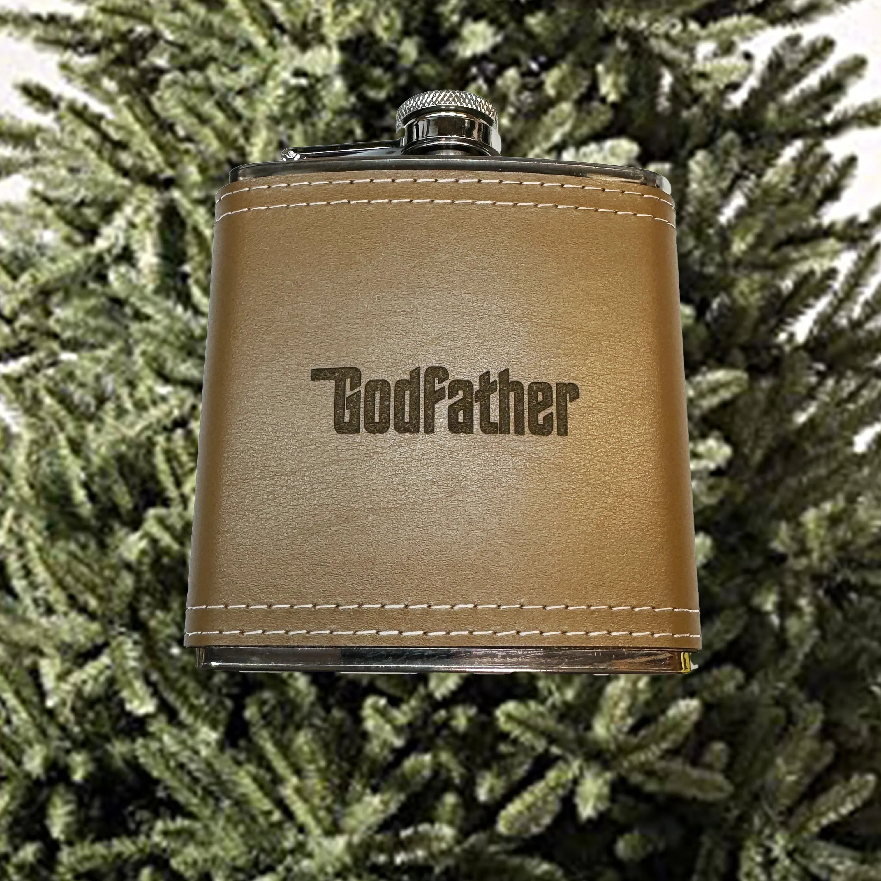 6oz Godfather Leather flask