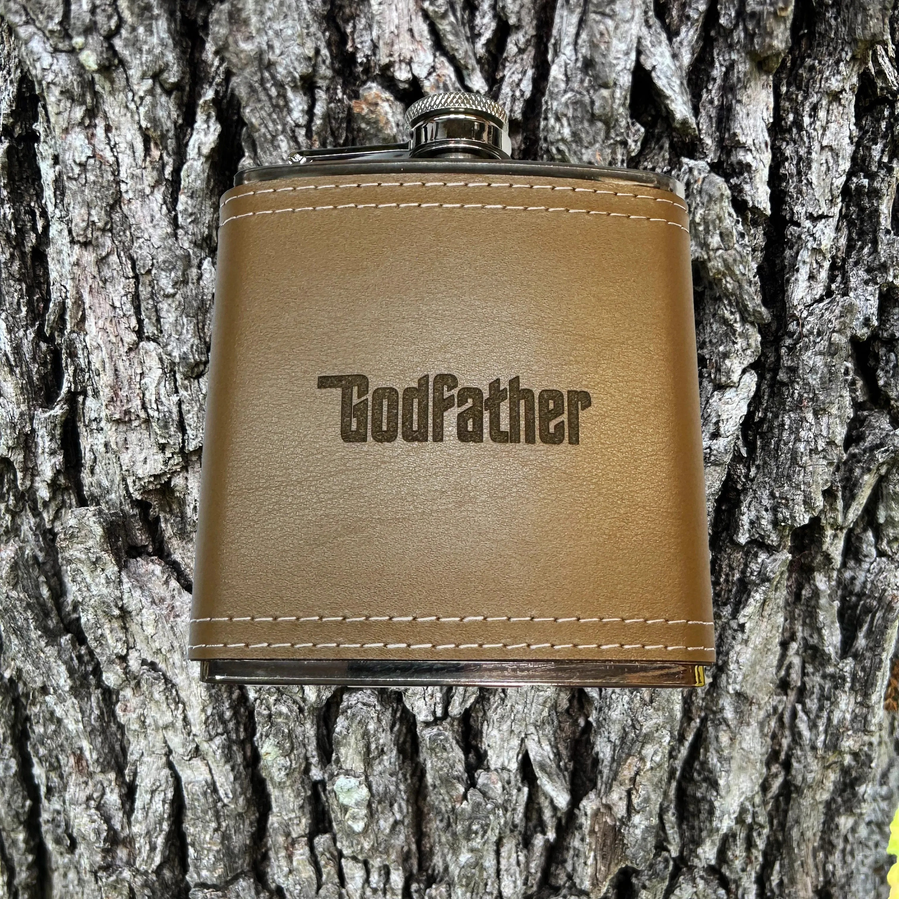 6oz Godfather Leather flask