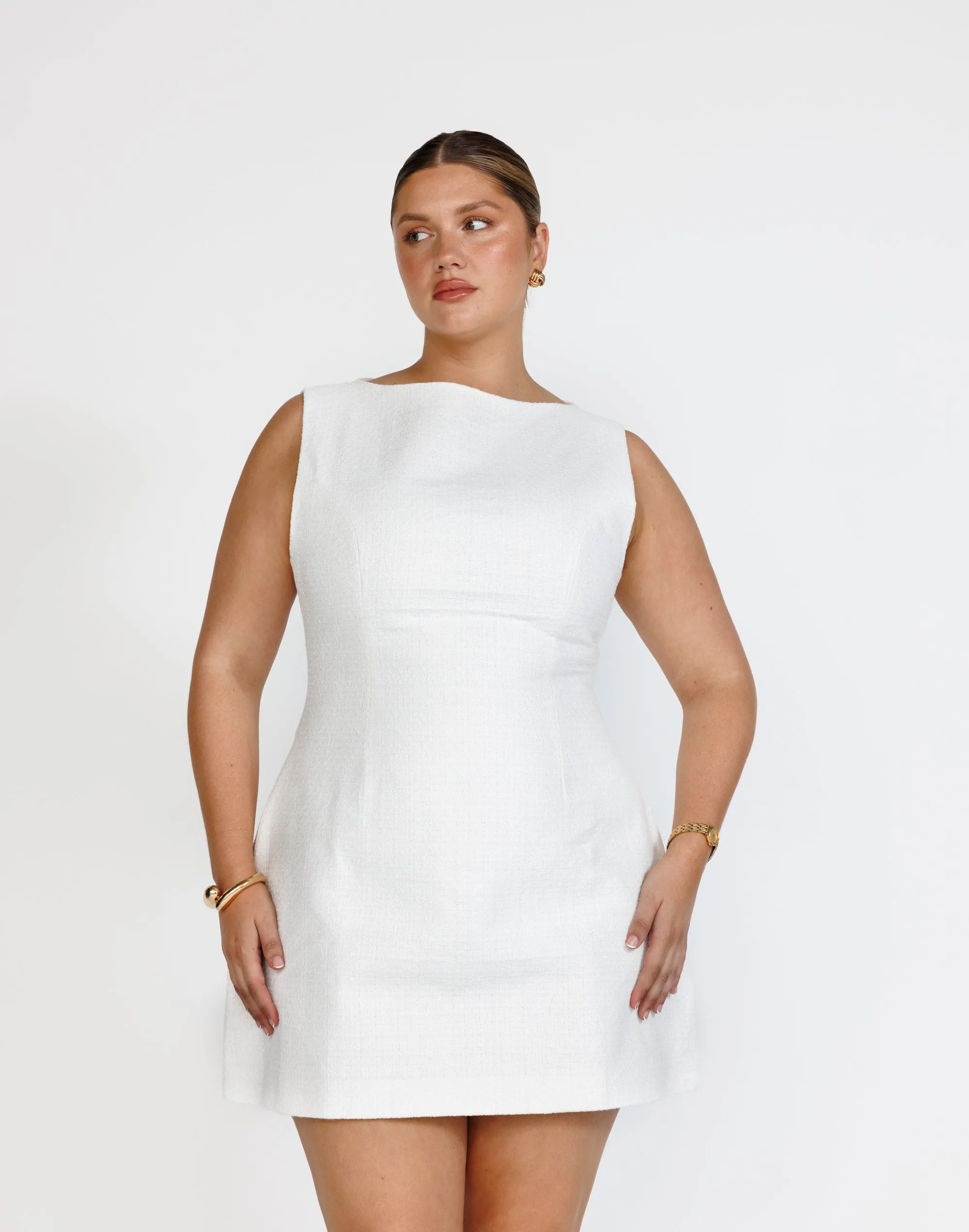 Anders Mini Dress (Textured White)