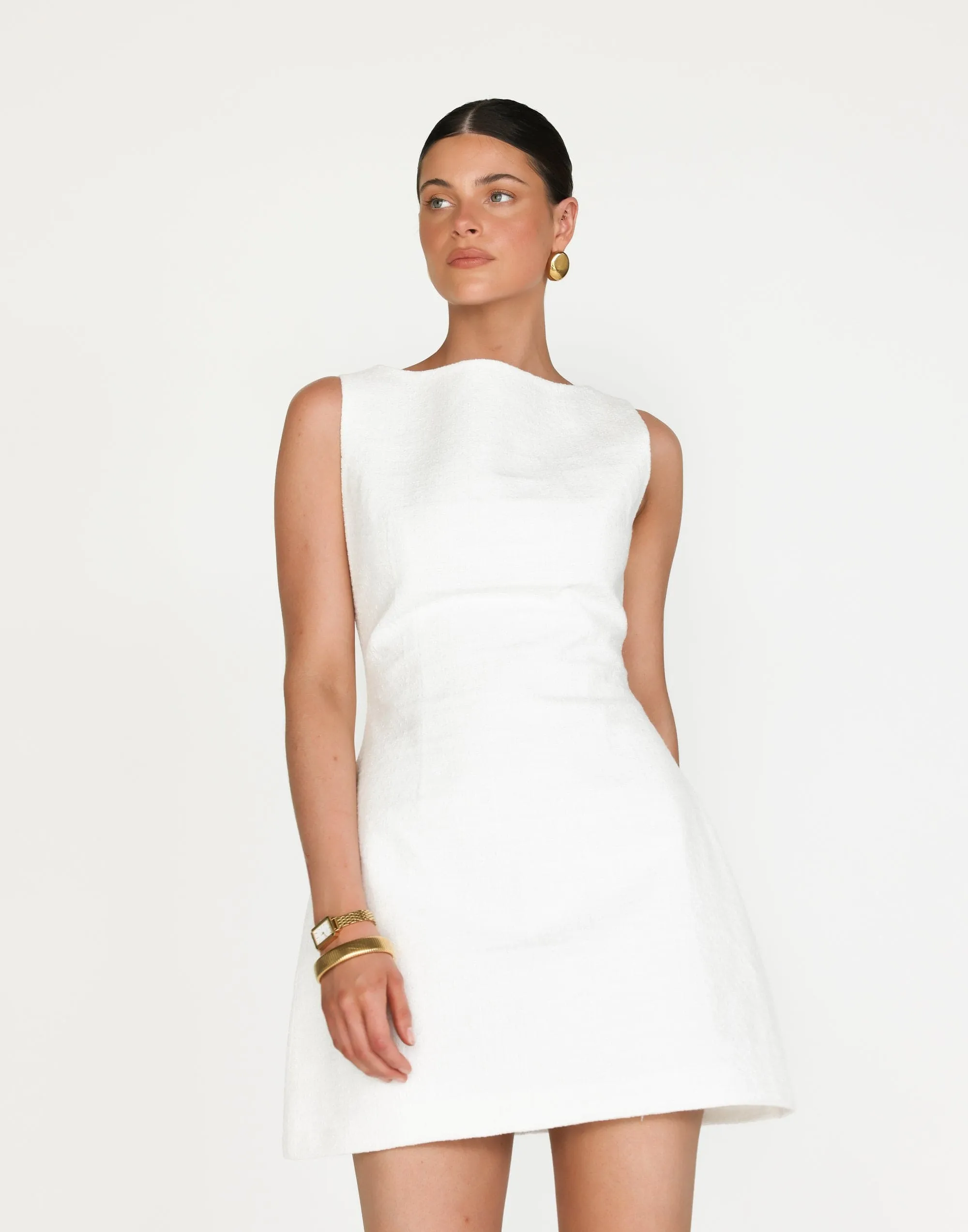 Anders Mini Dress (Textured White)
