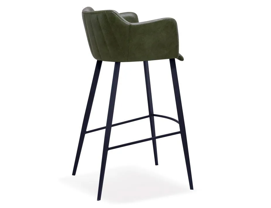 Andorra Bar Stool Vintage Green Seat - 65cm Seat Height Counter Kitchen Stool