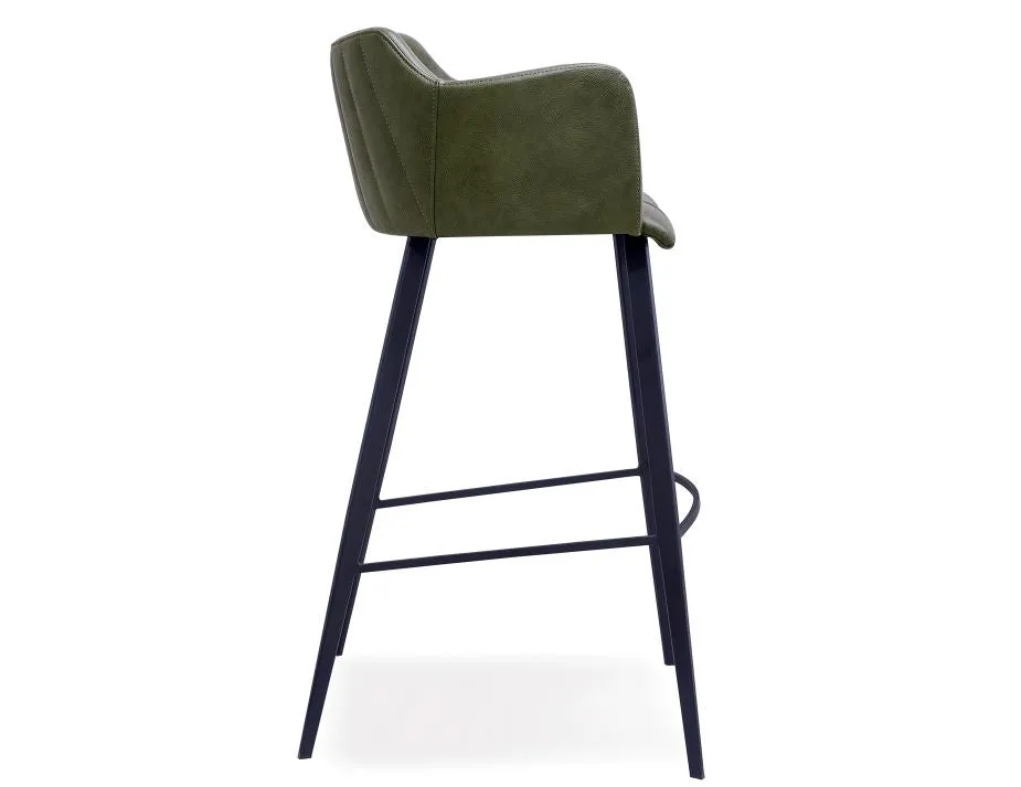 Andorra Bar Stool Vintage Green Seat - 65cm Seat Height Counter Kitchen Stool