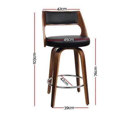 Artiss Set of 4 Wooden Bar Stools PU Leather - Black and Wood