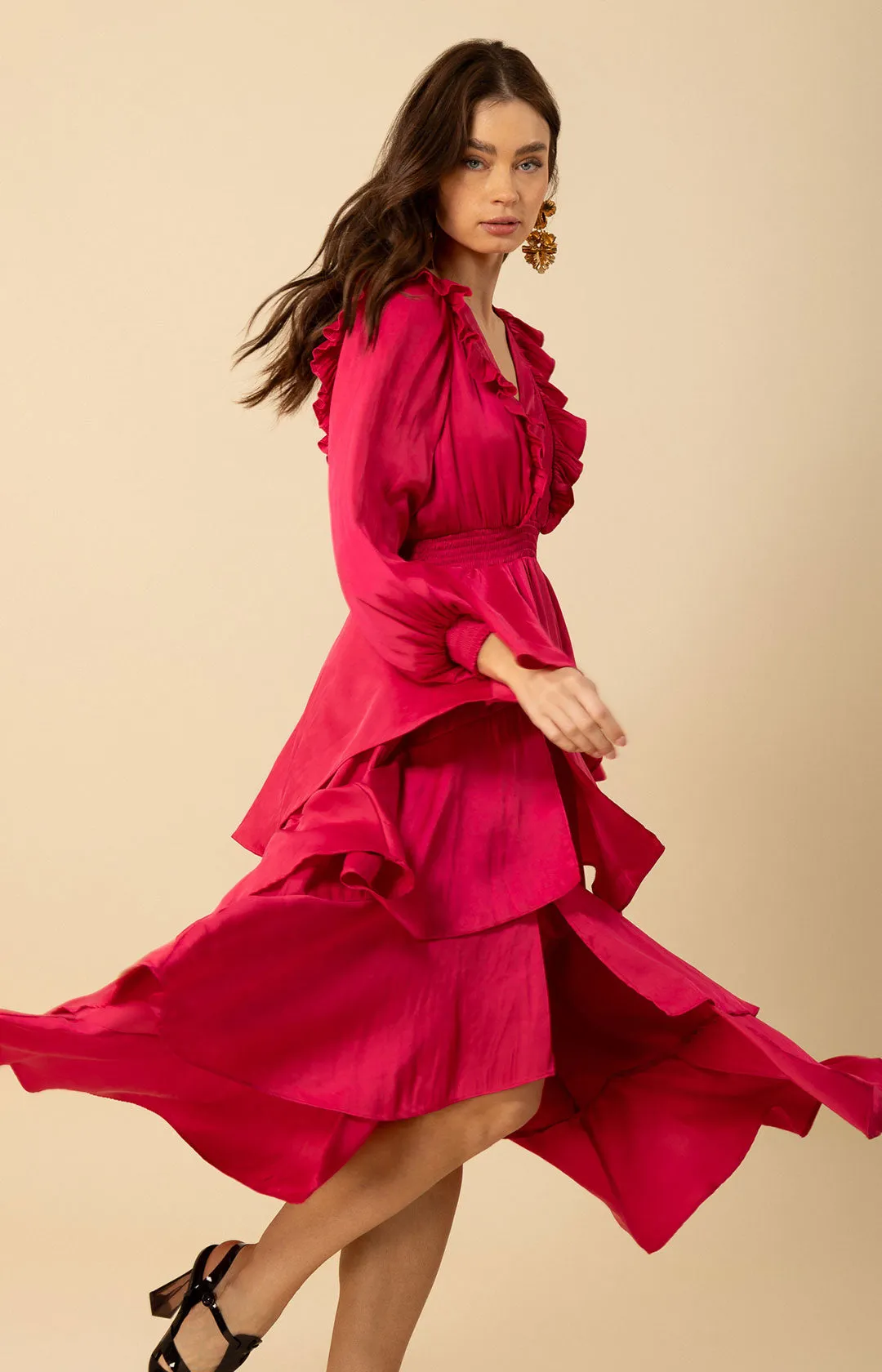 Astrid Solid Tiered Dress