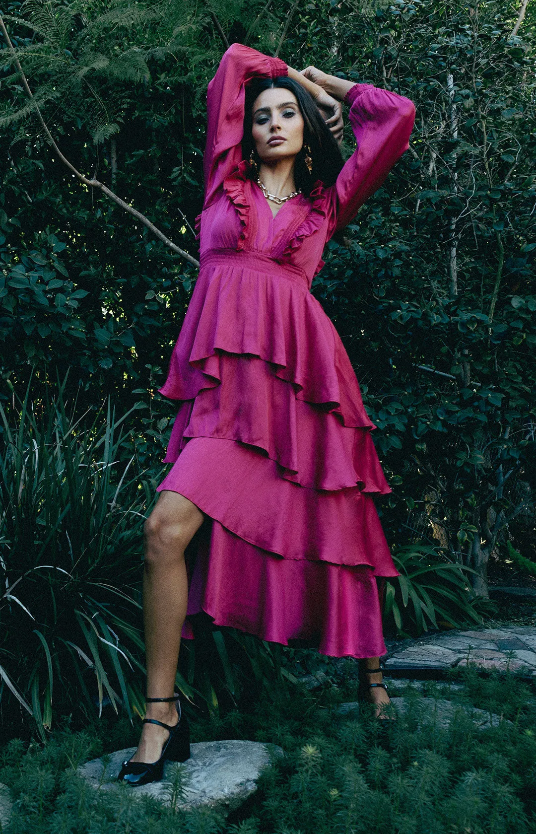 Astrid Solid Tiered Dress