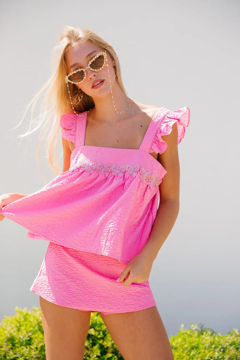 BEADED BOWS PINK SET