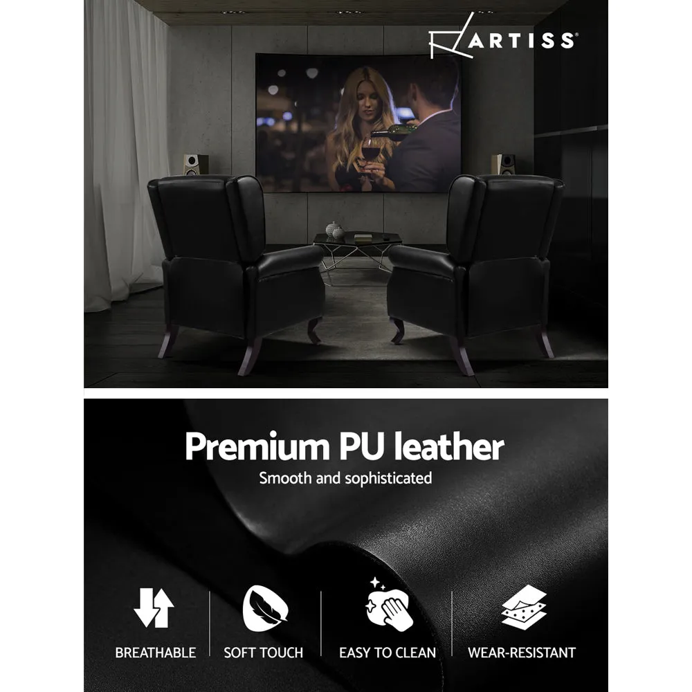 Black Faux Leather Recliner Armchair, Adjustable, Artiss