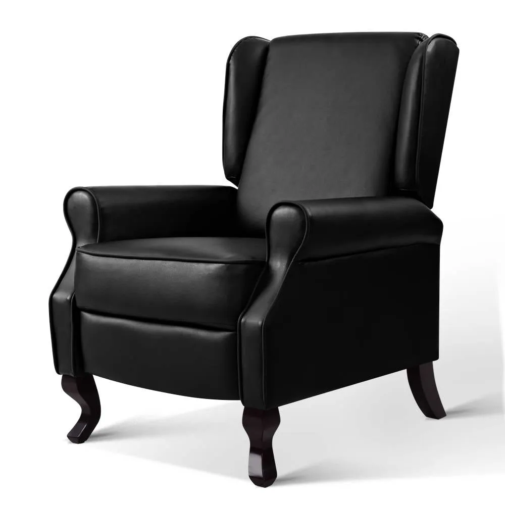Black Faux Leather Recliner Armchair, Adjustable, Artiss