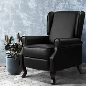 Black Faux Leather Recliner Armchair, Adjustable, Artiss
