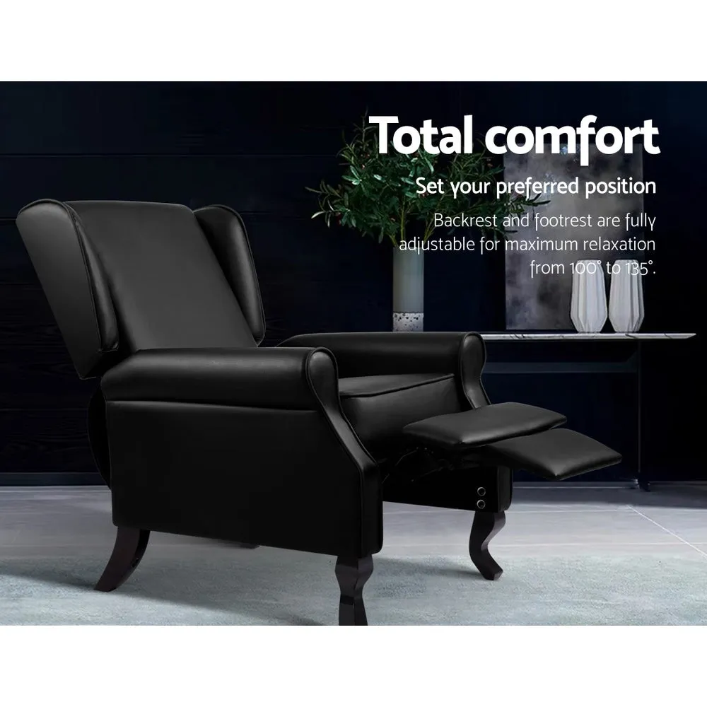 Black Faux Leather Recliner Armchair, Adjustable, Artiss