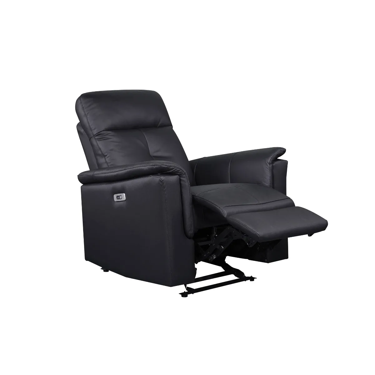Black Leather Power Glider Recliner with USB Charging