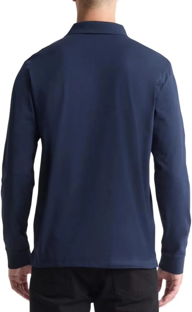 Calvin Klein Men's Long Sleeve Smooth Cotton Polo Shirt