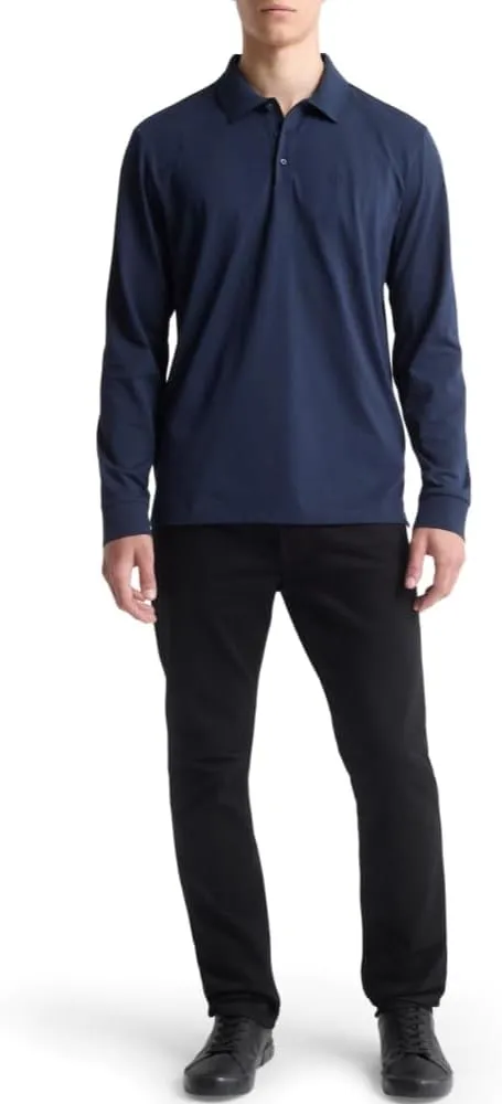 Calvin Klein Men's Long Sleeve Smooth Cotton Polo Shirt