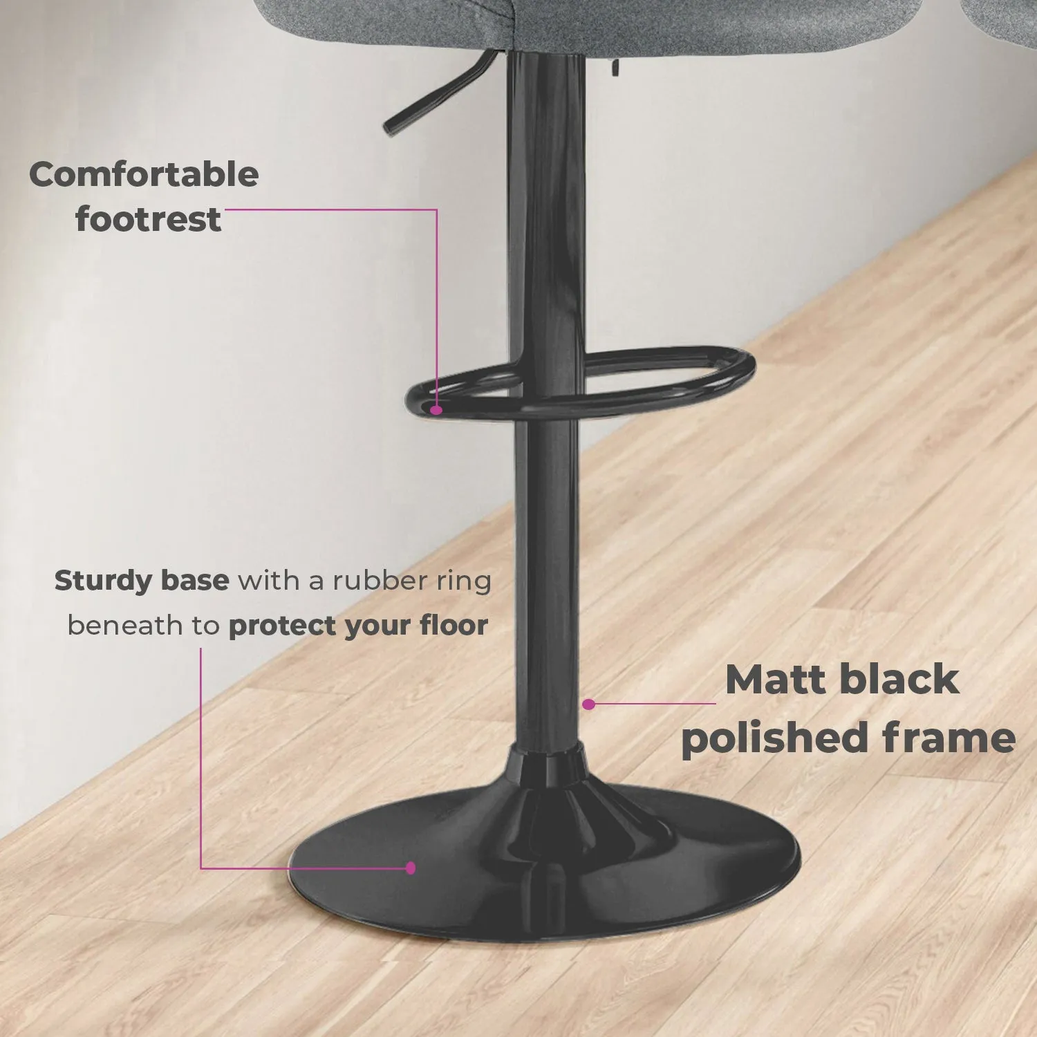 Dark Grey Fabric Bar Stool