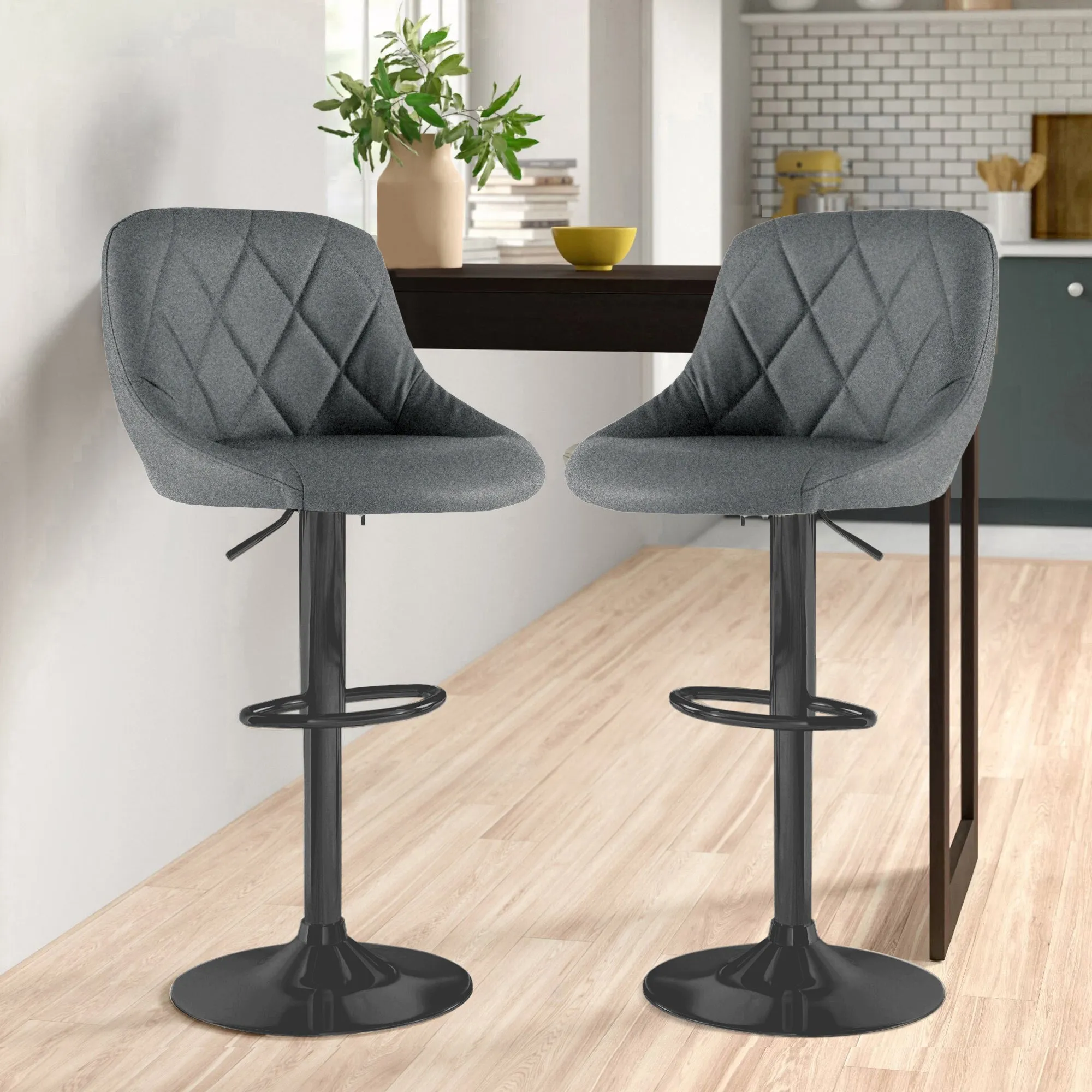 Dark Grey Fabric Bar Stool