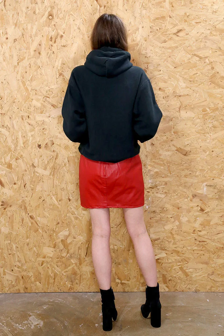 Flame Red Leatherette Mini Skirt