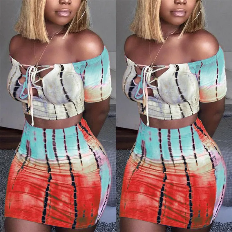 Flirty Tie-dye Mini Skirt Set
