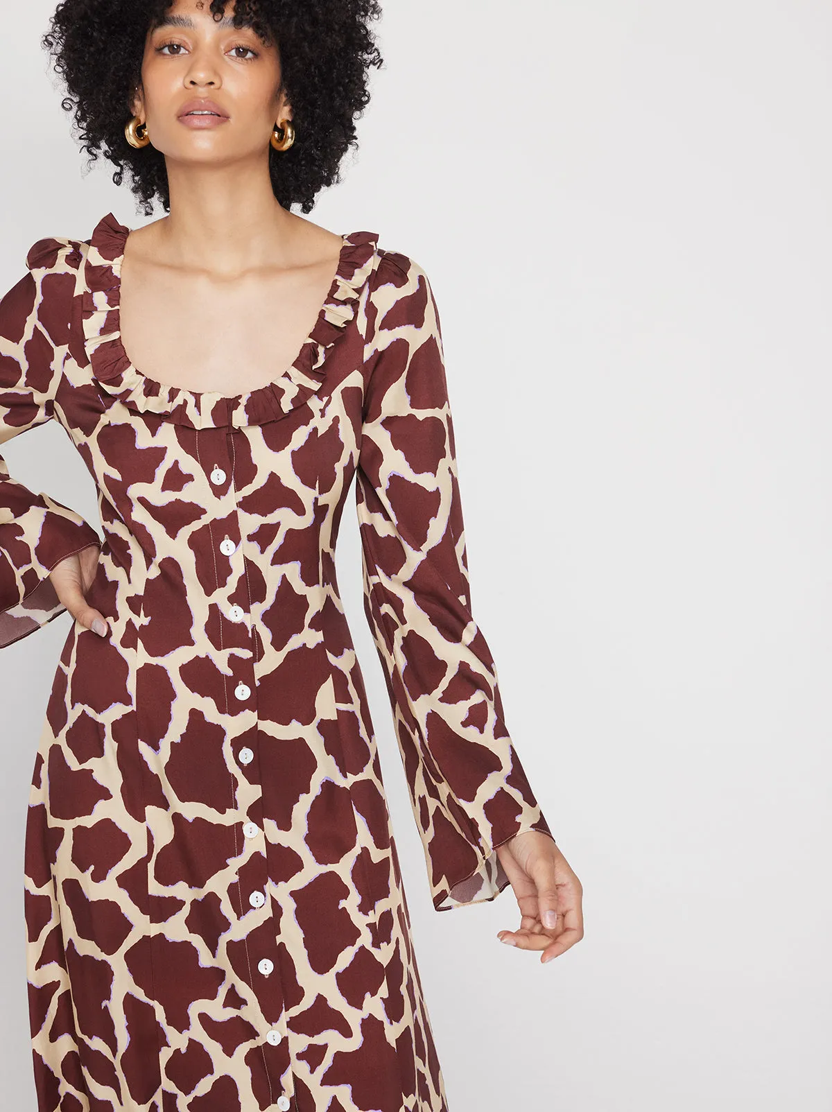Flora Giraffe Print Midi Dress