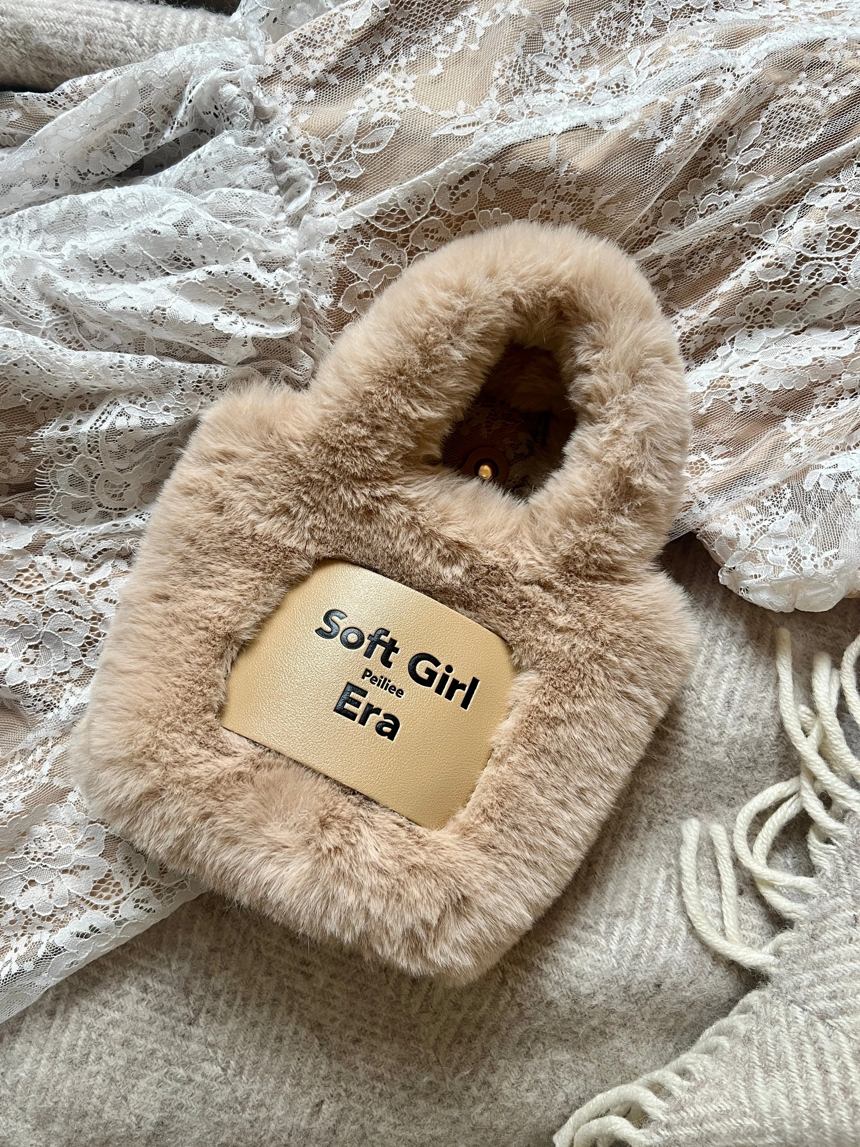 In My Soft Girl Era Faux Fur Mini Hand Bag