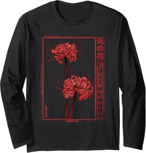 Japanese Spider Lily Soft Grunge Anime Aesthetic Flower Long Sleeve T-Shirt