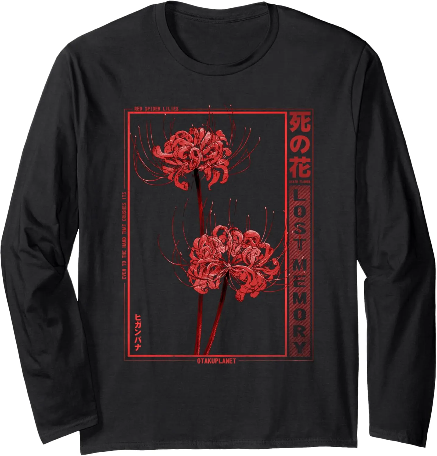 Japanese Spider Lily Soft Grunge Anime Aesthetic Flower Long Sleeve T-Shirt