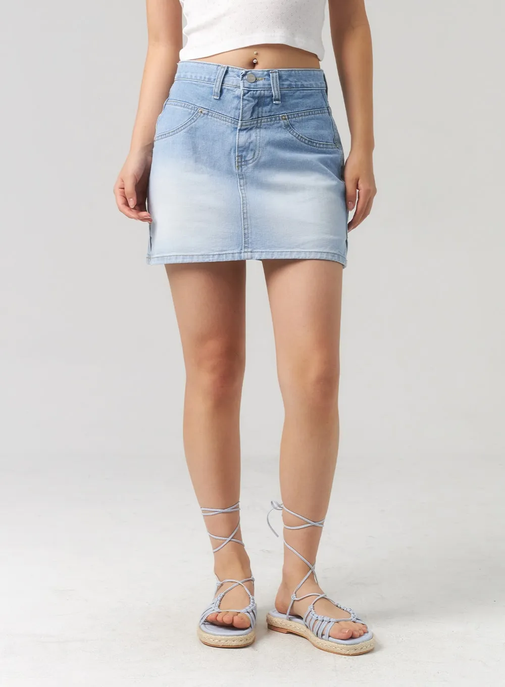 Light Wash Denim Mini Skirt CL303