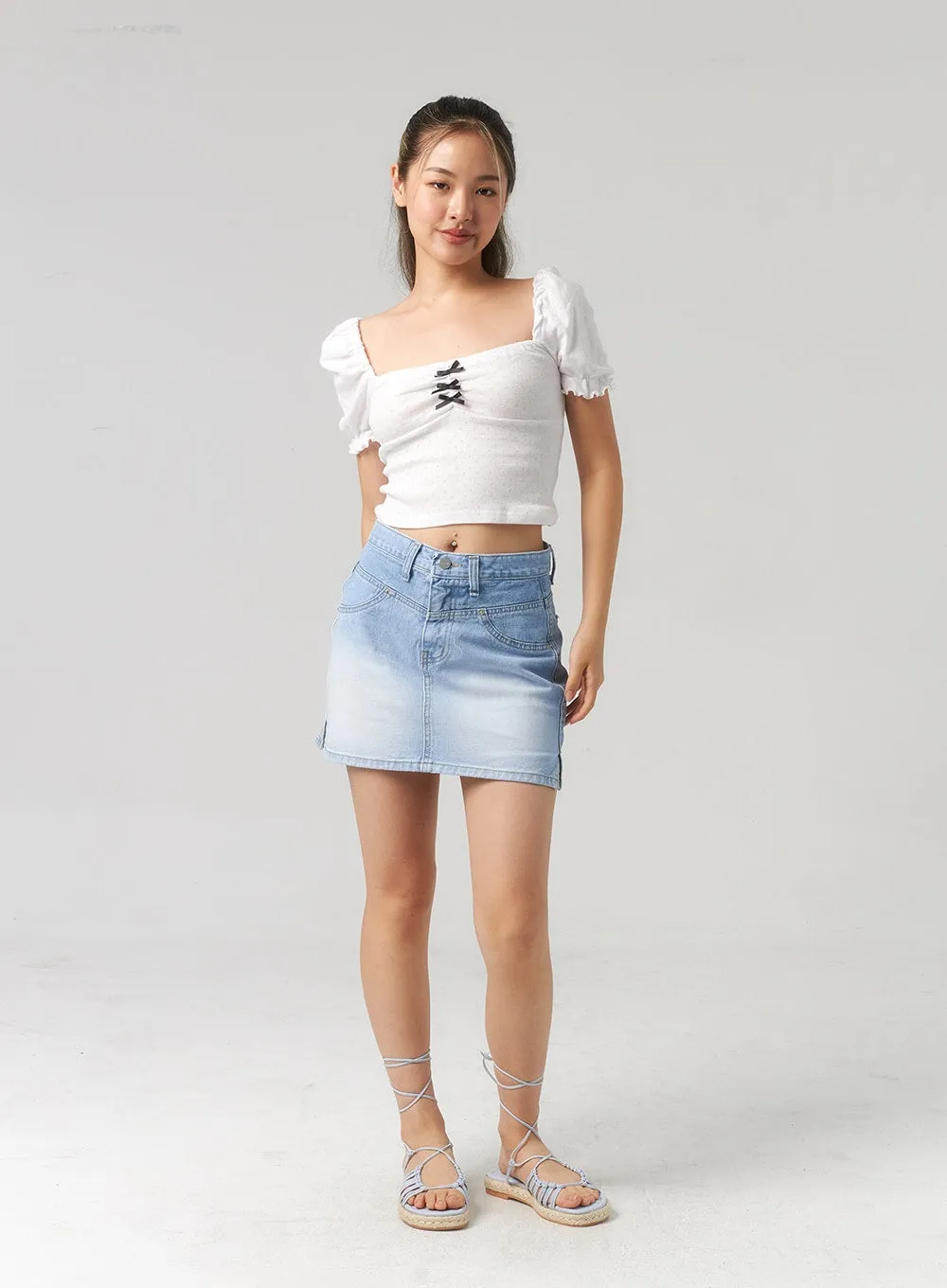 Light Wash Denim Mini Skirt CL303