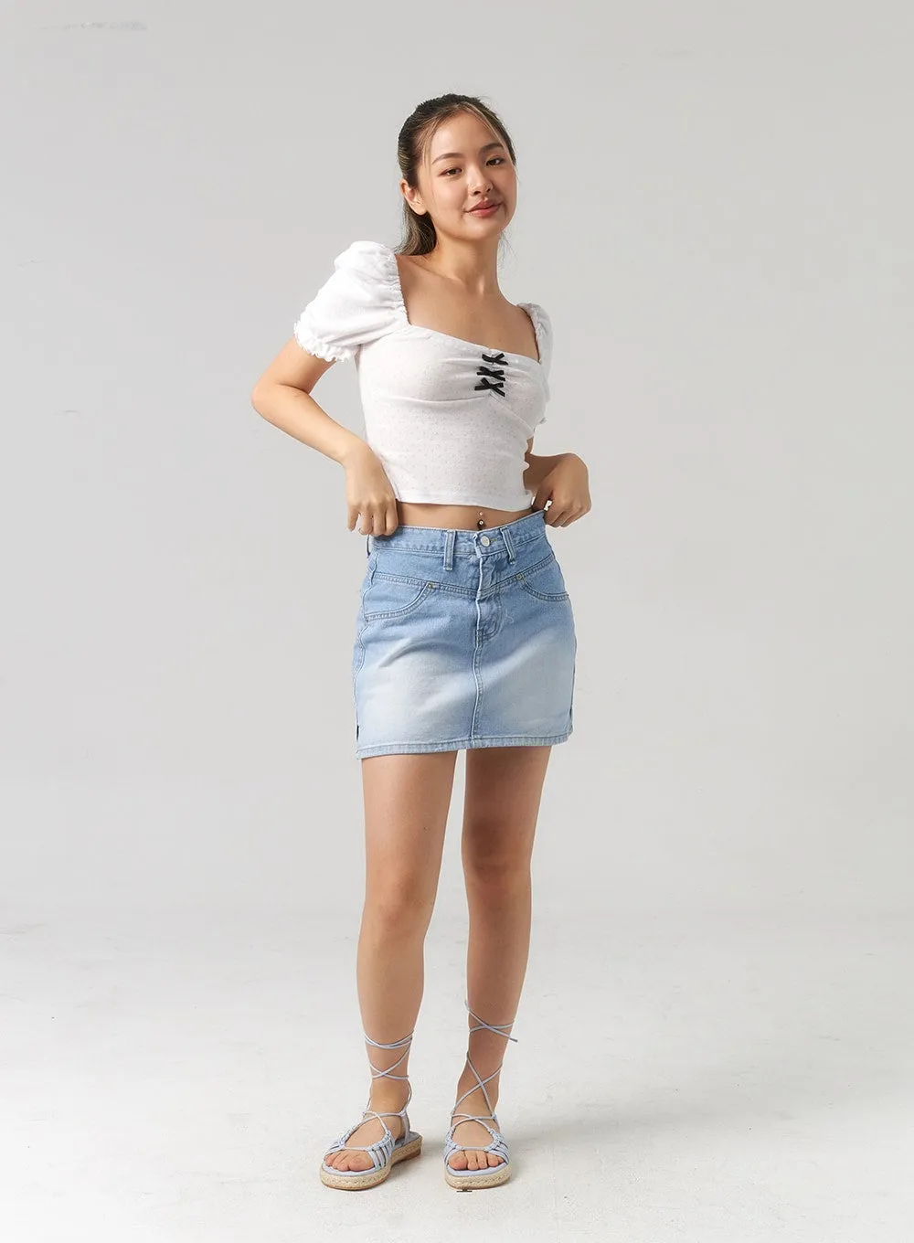 Light Wash Denim Mini Skirt CL303