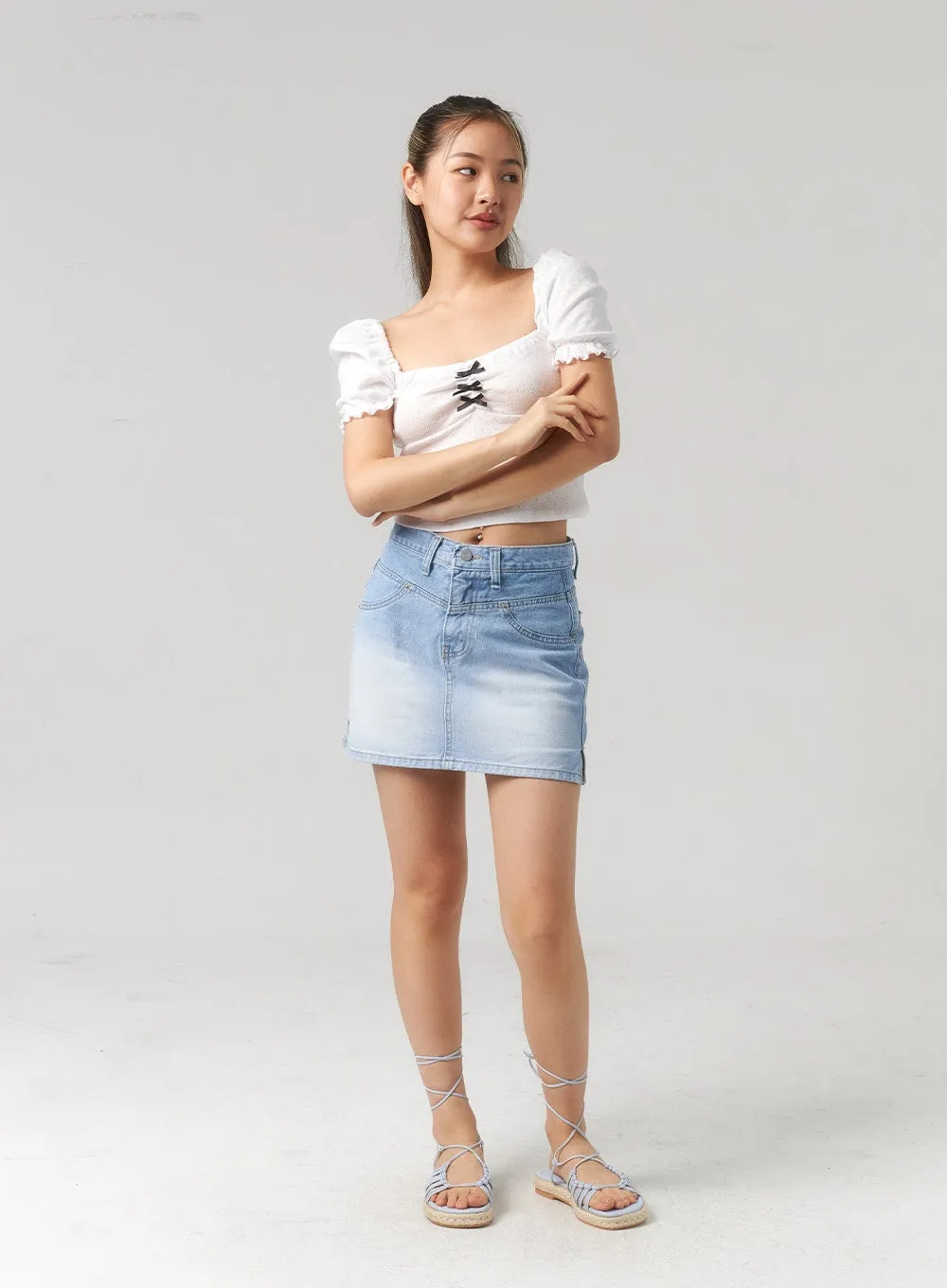 Light Wash Denim Mini Skirt CL303
