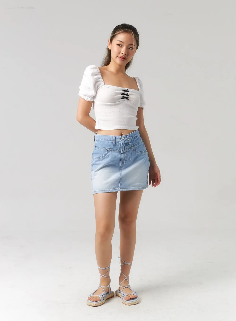 Light Wash Denim Mini Skirt CL303