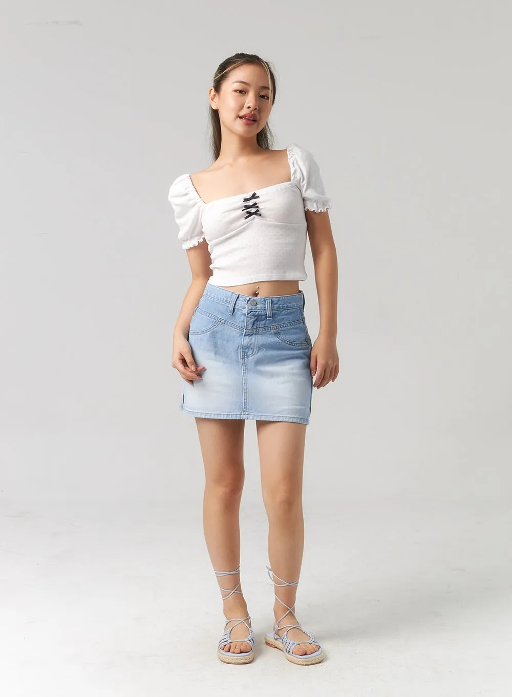 Light Wash Denim Mini Skirt CL303
