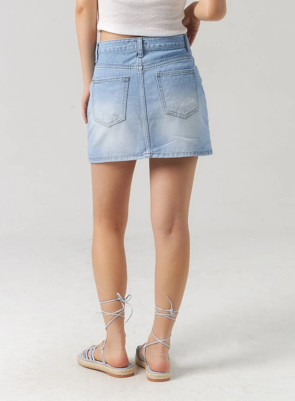 Light Wash Denim Mini Skirt CL303