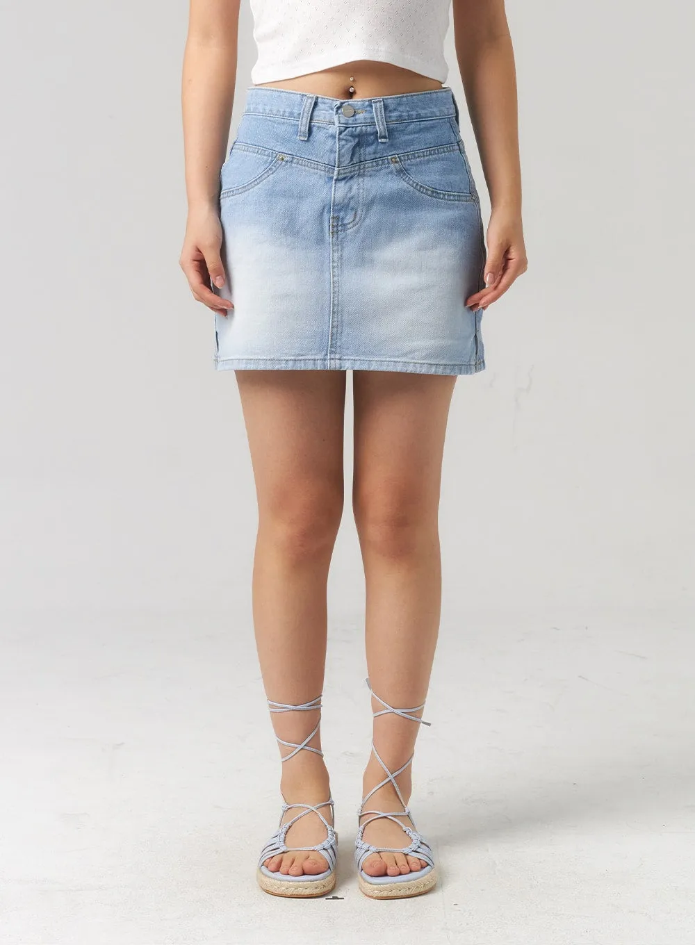 Light Wash Denim Mini Skirt CL303