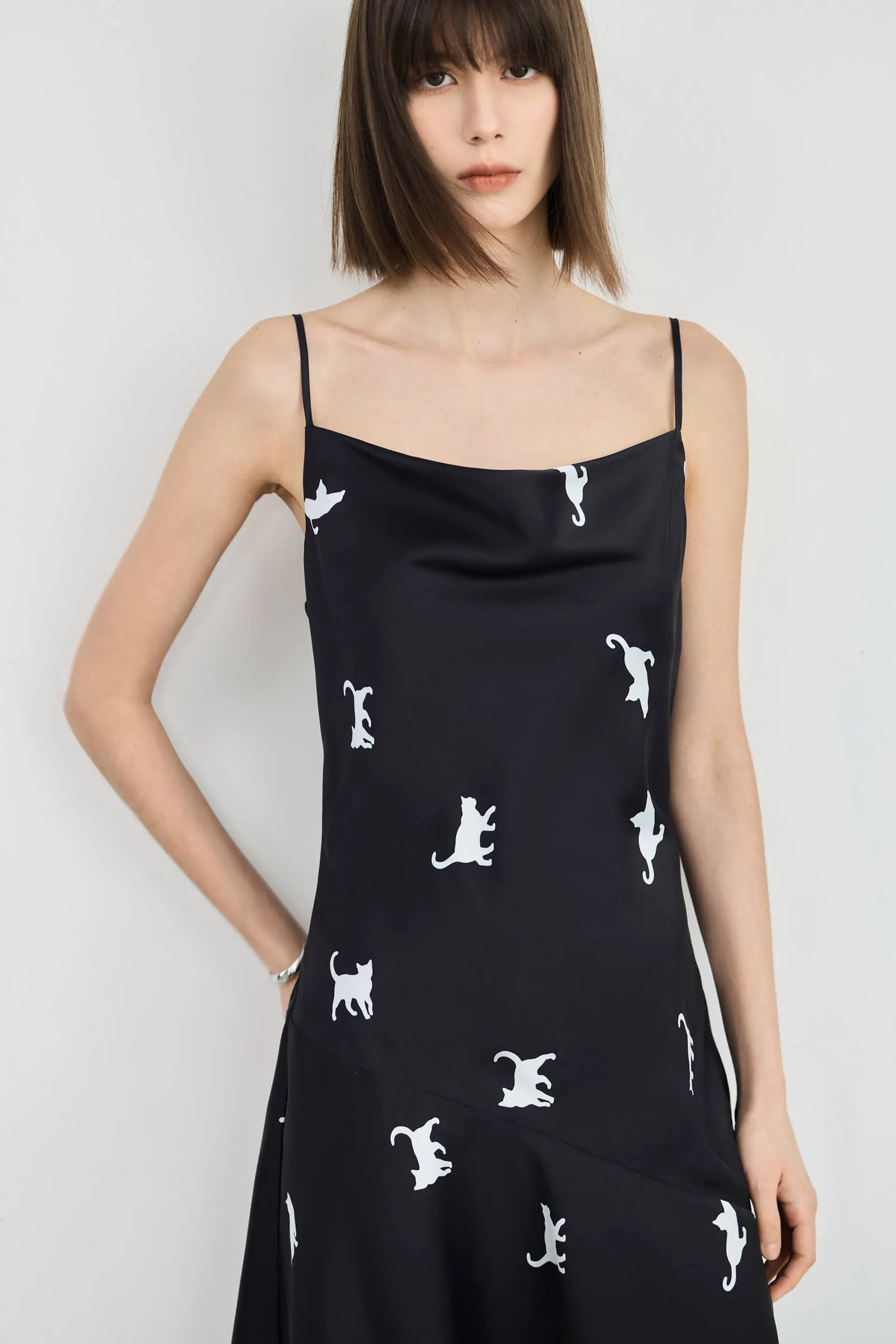 LILY Color-block Printed Camisole Dress