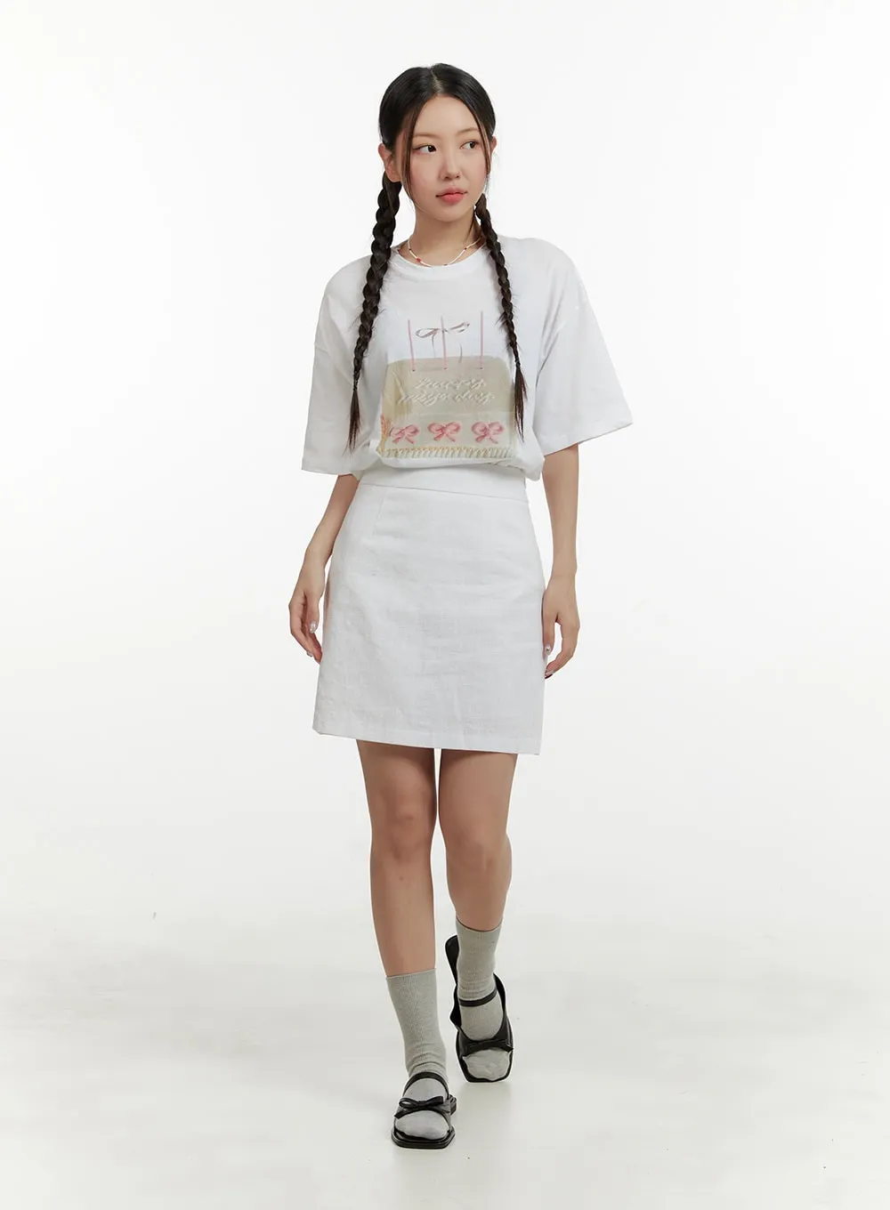 Linen Mini Skirt OY413