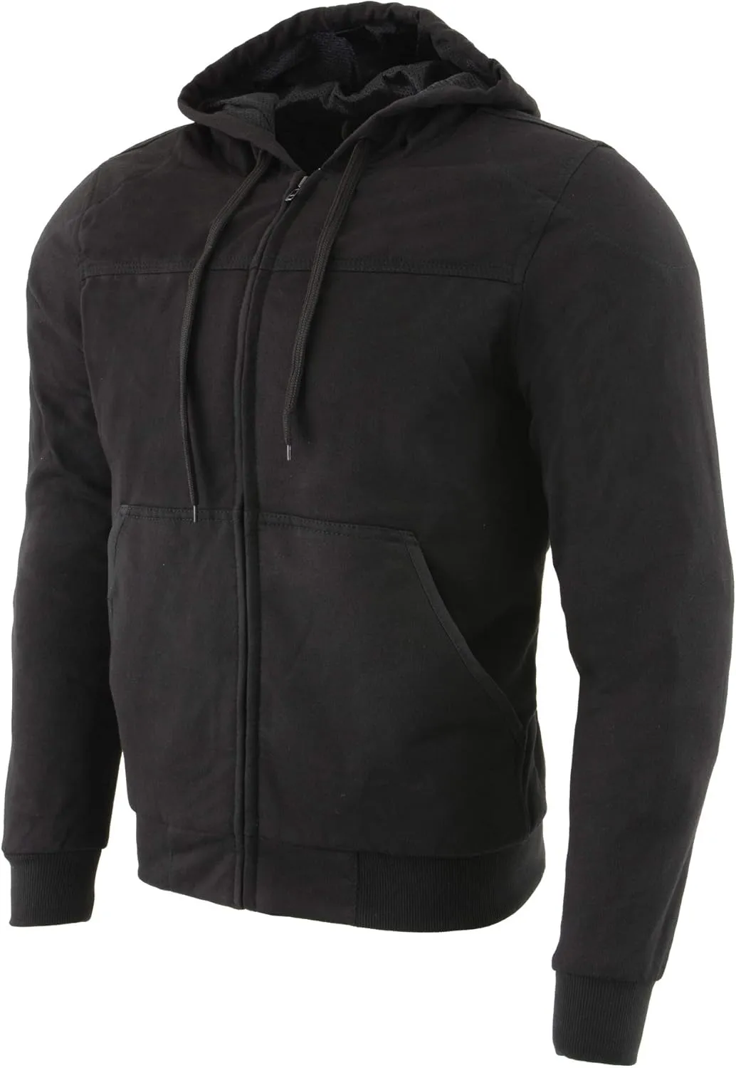 Milwaukee Leather MPM1788 Men's Black CE Approved Armored Riding Hoodie Sweater w/Aramid by DuPont Fibers