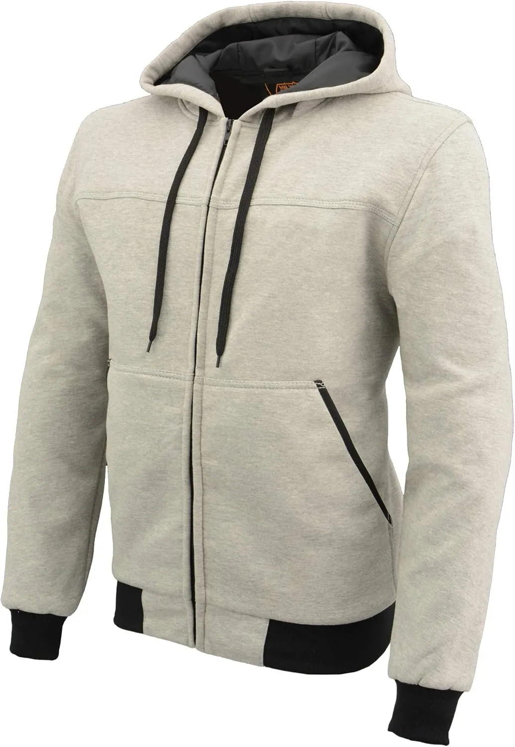 Milwaukee Leather MPM1788 Men's Black CE Approved Armored Riding Hoodie Sweater w/Aramid by DuPont Fibers