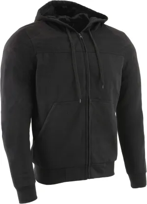 Milwaukee Leather MPM1788 Men's Black CE Approved Armored Riding Hoodie Sweater w/Aramid by DuPont Fibers