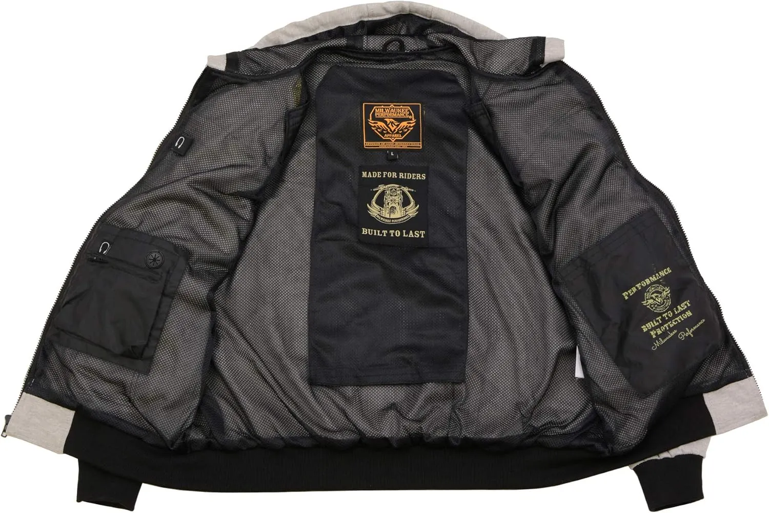 Milwaukee Leather MPM1788 Men's Black CE Approved Armored Riding Hoodie Sweater w/Aramid by DuPont Fibers