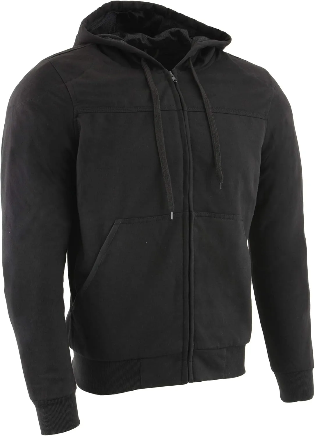 Milwaukee Leather MPM1788 Men's Black CE Approved Armored Riding Hoodie Sweater w/Aramid by DuPont Fibers
