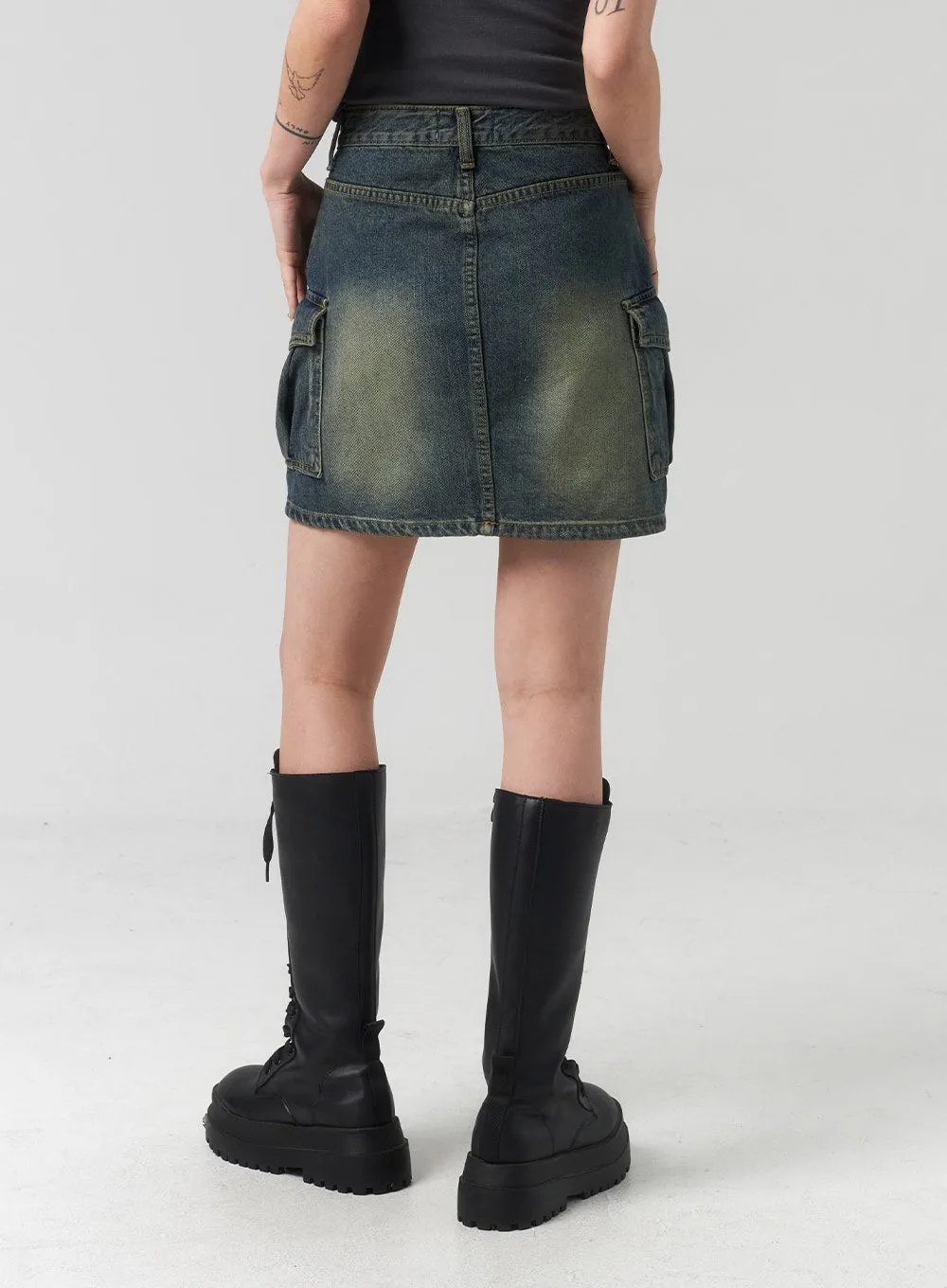 Mini Cargo Denim Skirt CL318