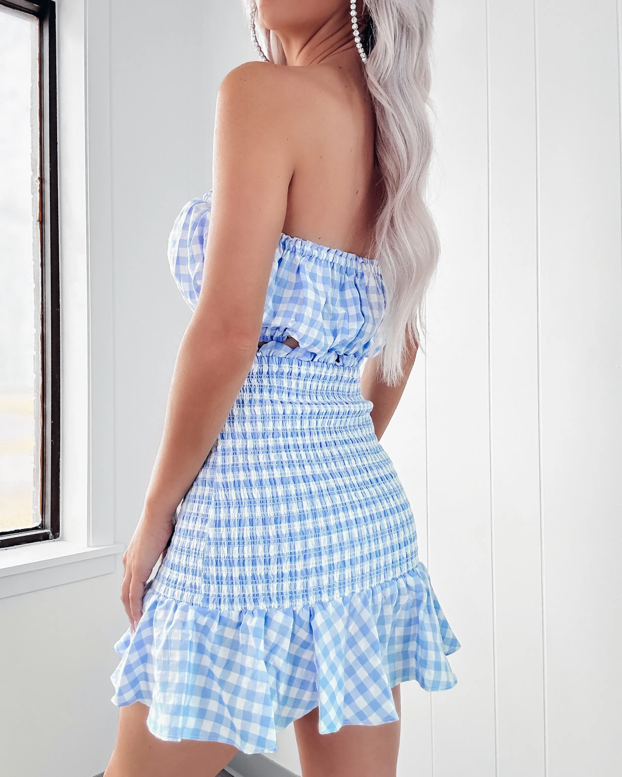 Picnic Chic Plaid Skirt Set - Blue