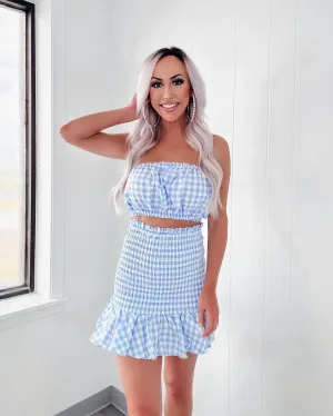 Picnic Chic Plaid Skirt Set - Blue
