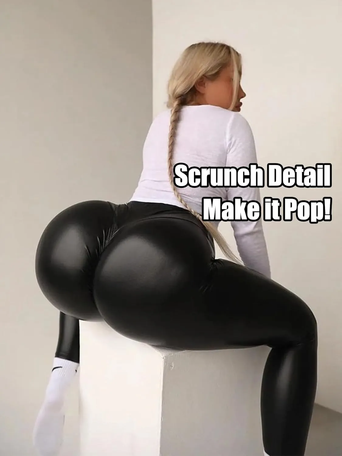 raita High Waist Faux Leather Leggings for Women Black PU Butt Lift Sexy Stretchy Sporty Leather Pants Causal