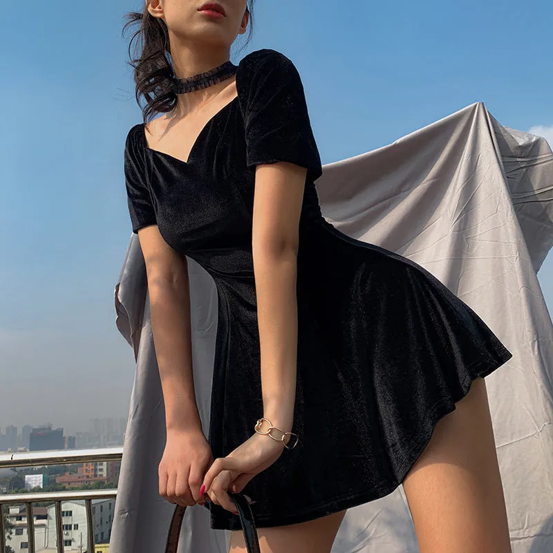 Short Sleeve Slim A-Line Dress