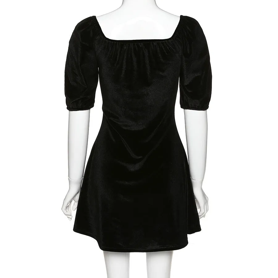 Short Sleeve Slim A-Line Dress