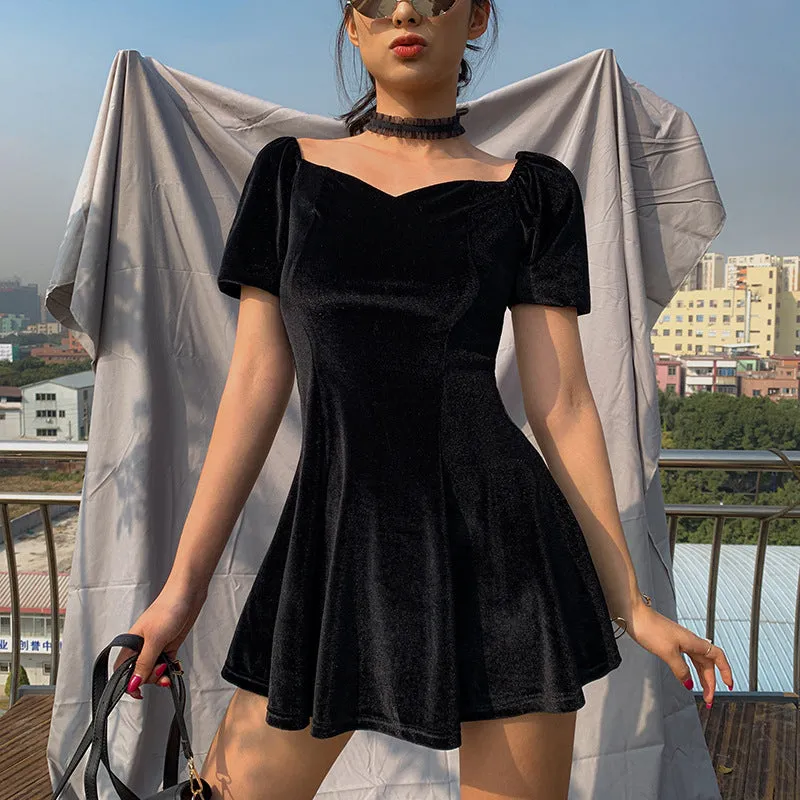 Short Sleeve Slim A-Line Dress