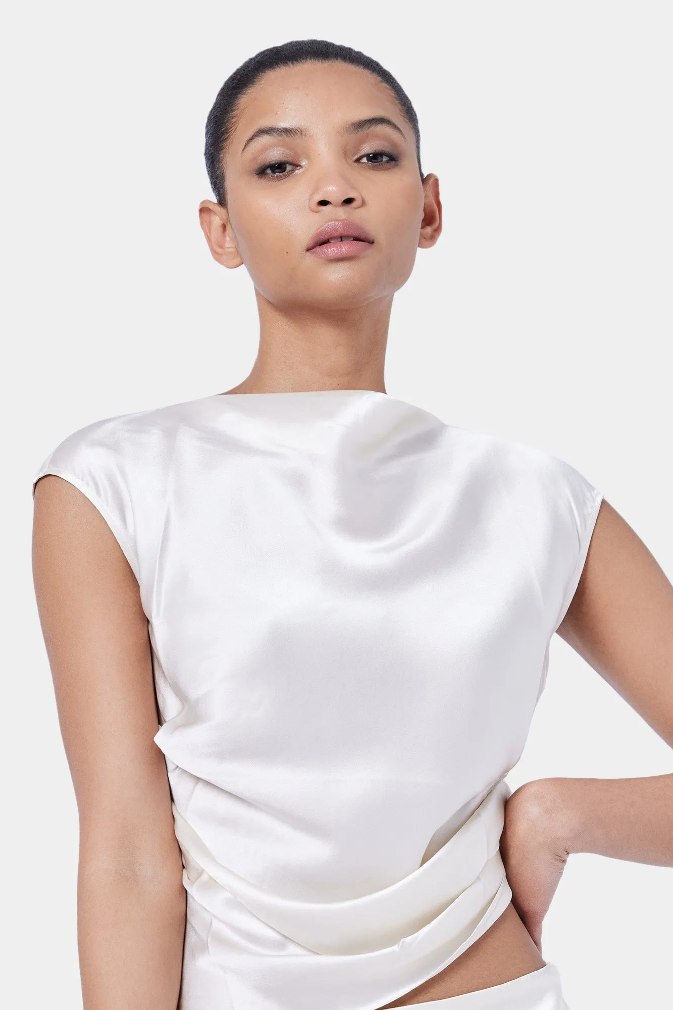 Sleeveless Tucked Top