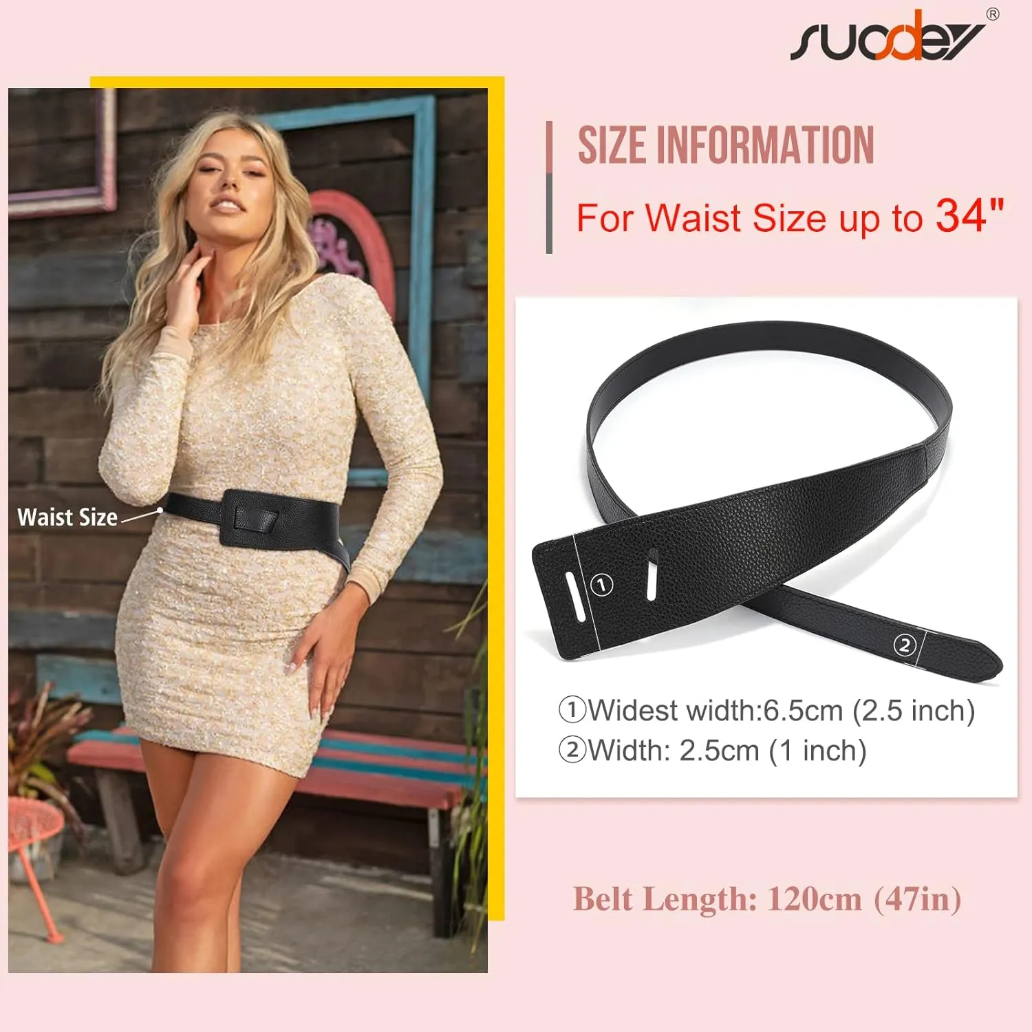 SUOSDEY Womens Genuine Leather Belt for Dress, Tie a Knot Leather Waist Belt for Jumpsuit Coat